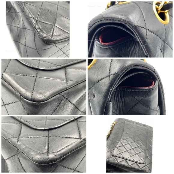 ❗️Sold❗️CHANEL Classic Lambskin Double Flap Medium Square Bag Black GHW - Picture 9 of 17